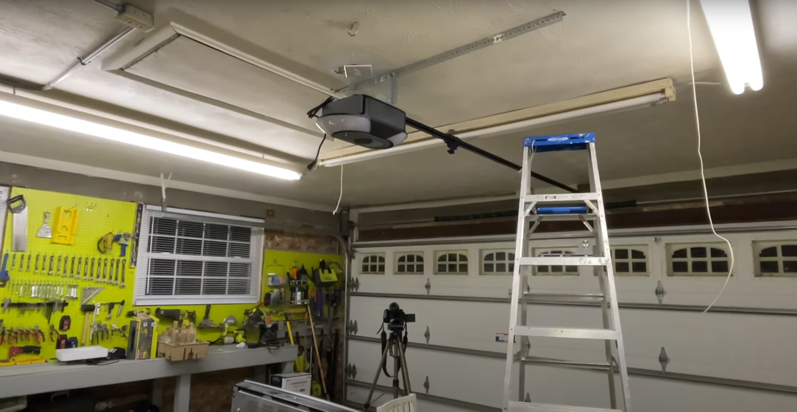 "Professionally installed garage door opener in a residential garage in Baltimore, OH, highlighting expert installation services.